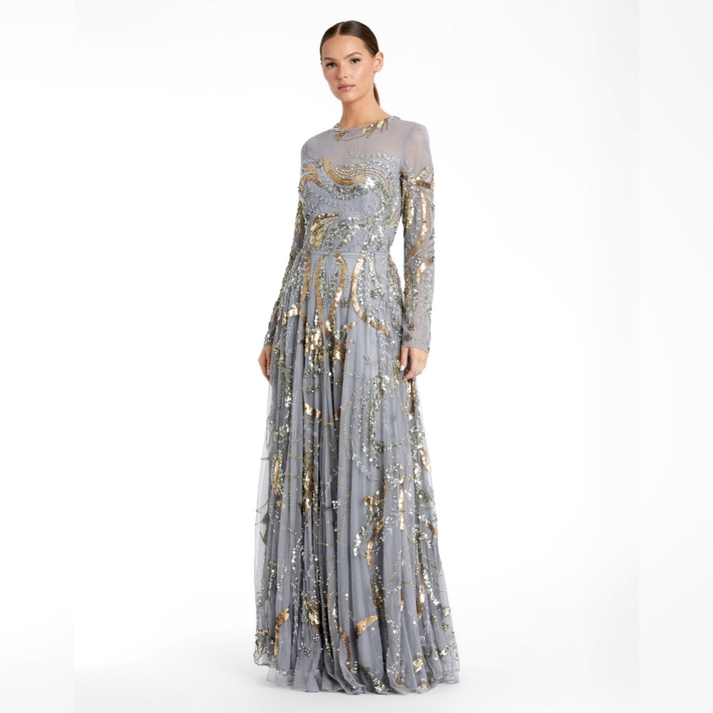 MAC DUGGAL
Long Sleeve Embellished Illusion Evening Gown size 4